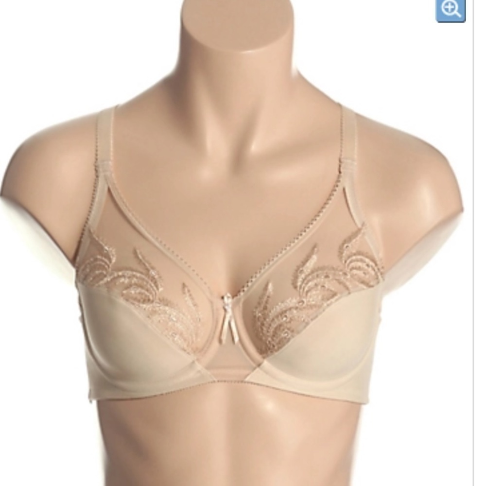 Wacoal Bra Sz.36DD Embroidery Underwire Nude/Sand #0526